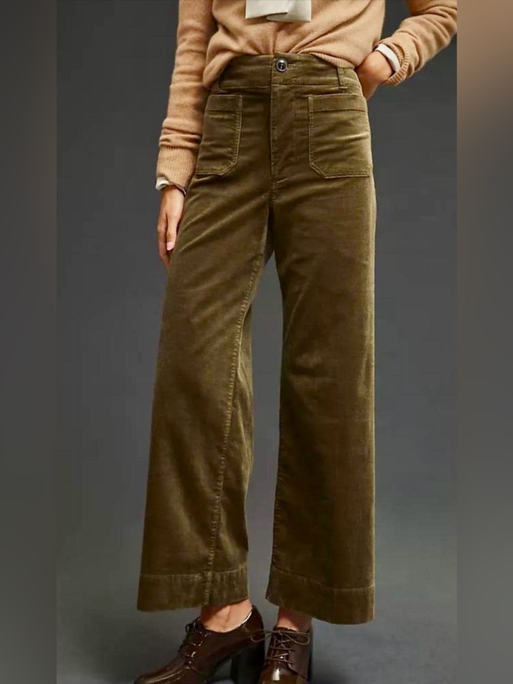 Anthropologie X Maeve The Colette Cropped Wide-Leg Corduroy Pants